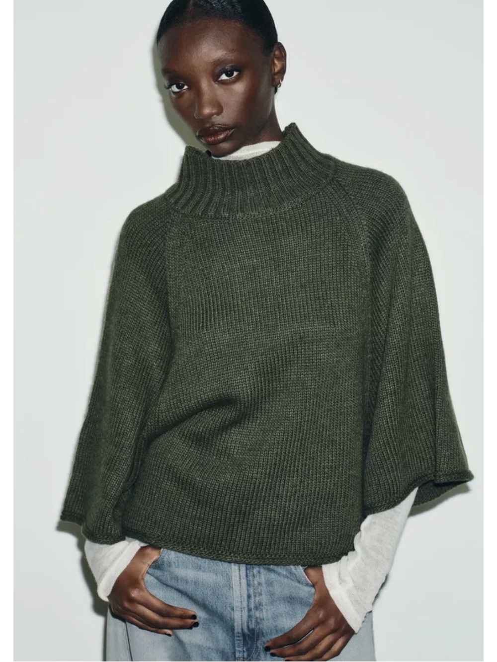 NWOT Zara Oversized Turtleneck Sweater Poncho small